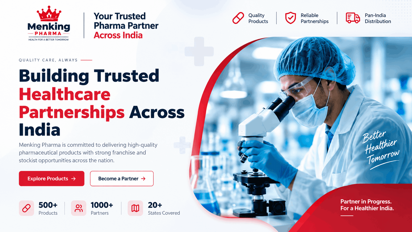 Partner-facing website and franchise enquiry system for a pan-India pharma company.
